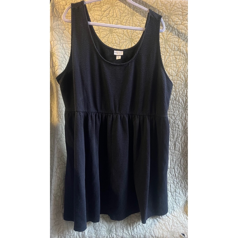Ava & Viv Blue Waffle Knit Sleeveless Babydoll Dress Plus Size 4X